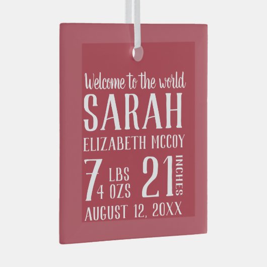 Geburtsstat des Babys zu Weihnachten Ornament Aus Glas (Vorderseite Rechts)