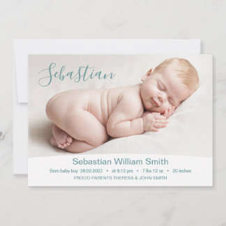 Geburtsstatistik-Foto-Ankündigungskarte für Babys Ankündigung