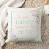 Geburtsstats Baby Girl Bloral Throw Kissen, 2 Seit Kissen (Decke)
