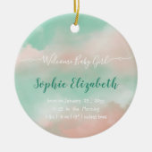 Geburtsstats Babyname Skript Neugeborenes Foto Keramik Ornament (Vorne)
