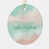 Geburtsstats Babyname Skript Neugeborenes Foto Keramik Ornament (Links)