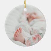 Geburtsstats Babyname Skript Neugeborenes Foto Keramik Ornament (Hinten)