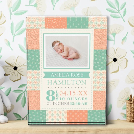 Geburtsstats Foto Baby Glass Foto Block