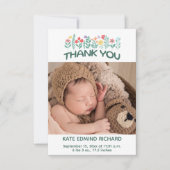 Geburtsstats Fotos Handgeschriebene Babydusche Dankeskarte (Vorderseite)