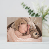 Geburtsstats Fotos Handgeschriebene Babydusche Dankeskarte (Stehend Vorderseite)