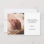 Geburtsstats Fotos Handgeschriebene Babydusche Dankeskarte (Rückseite)