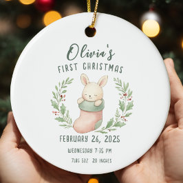 Geburtsstats Personalisiert Baby First Christmas Keramik Ornament