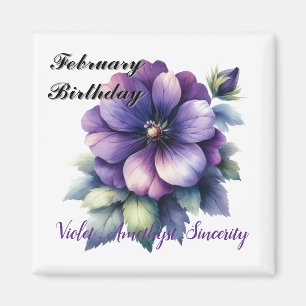 Geburtsstein Amethyst und Veilchen im Februar Magnet