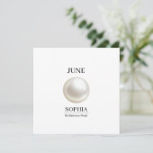 Geburtsstein-Geburtstagsname Perle Juni Karte (Stehend Vorderseite)