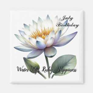 Geburtsstein Rubin und Wasserlilie Juli Magnet
