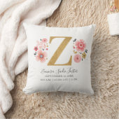 Geburtsstunde Letter Z Pink Floral Monogram Initia Kissen (Decke)