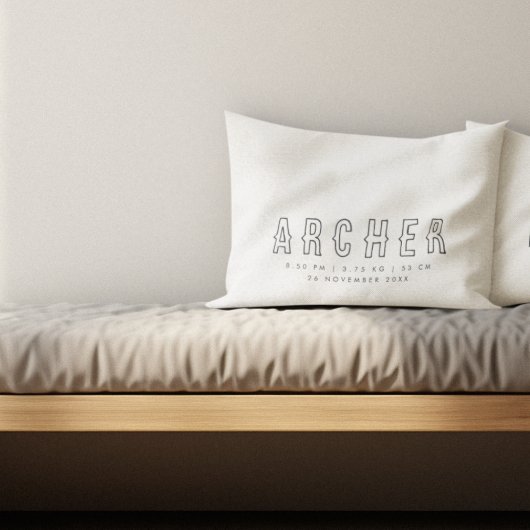Geburtsstunde Minimalistischer Name Dekokissen