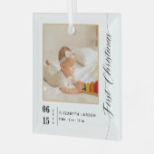 Geburtsstunde Name und Foto des ersten Weihnachtsj Ornament Aus Glas (Vorderseite links)