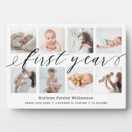 Geburtsstunde und Fotocollage für Baby im ersten J Fotoplatte