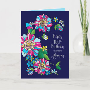 Geburtstag, 100., Bright Bold & Colorful Blume Karte