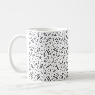 Geburtstag 100 Schwarz/Weiß Zufallszahlen-Muster  Kaffeetasse