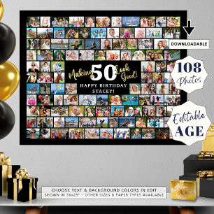Geburtstag 108 FotoCollage Alters gut aussehen las Poster