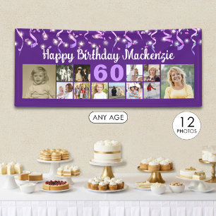 Geburtstag 12 Foto Lila Streamers Confetti Banner