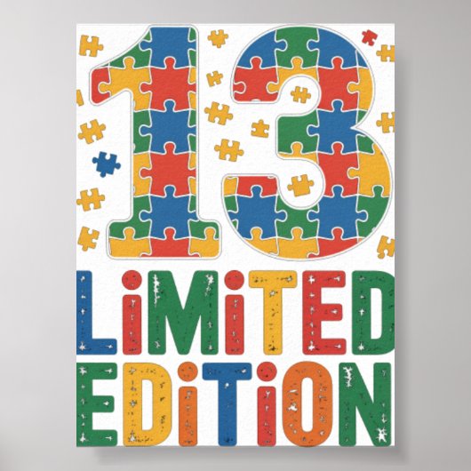 Geburtstag 13 Jahre Autismus-Bewusstsein Poster (Vorne)