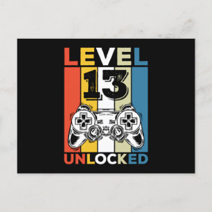 Geburtstag 13. Level freigeschaltet 13 Gaming Vint Feiertagspostkarte