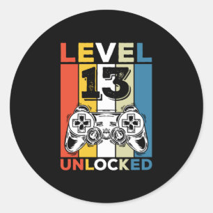 Geburtstag 13. Stufe Entsperrt 13 Gaming Vintag Runder Aufkleber
