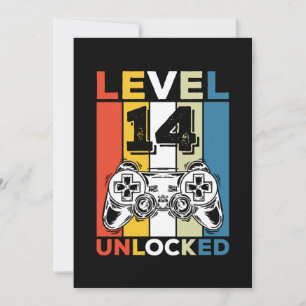 Geburtstag 14. Level freigeschaltet 14 Gaming Vint Einladung