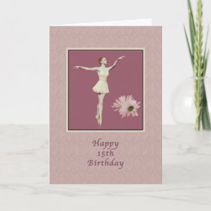Geburtstag, 15., Ballerina On Pointe mit Daisies Karte