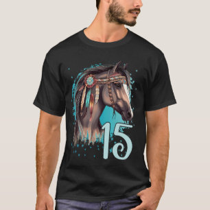 Geburtstag 15 Mädchen Pferdereiten Stall Fünfzehn  T-Shirt