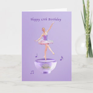 Geburtstag, 17., Spieluhr-Ballerina Karte
