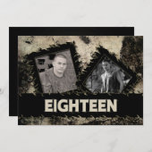 GEBURTSTAG 18. EINLADUNG - GRUNGE - ZWEI FOTOS (Vorne/Hinten)