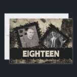 GEBURTSTAG 18. EINLADUNG - GRUNGE - ZWEI FOTOS<br><div class="desc">DIES IST FÜR DIESEN COOLEN TYP,  DER IMMER ALLES AUF DEM WEG TUN WIRD... GRUNGE ENTWICKELT MIT ZWEI INSERTEN SEINER LIEBLINGSZEIT: WENN SIE FARBEN FOTOS HABEN,  ÄNDERN SIE SICH AUF SCHWARZ UND WEISS,  UM IHM EIN GRUNDLEGENDES AFFEKT ZU GEBEN</div>