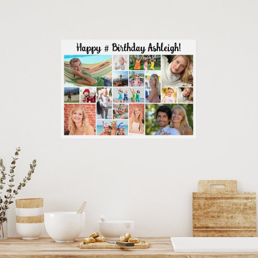 Geburtstag 18 FotoCollage Custom Personalisiert Poster (Küche)
