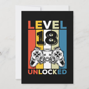 Geburtstag 18. Level freigeschaltet 18 Gaming Vint Einladung