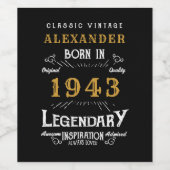 Geburtstag 1943 Legendär hinzufügen Weinetikett (Einzelnes Label)