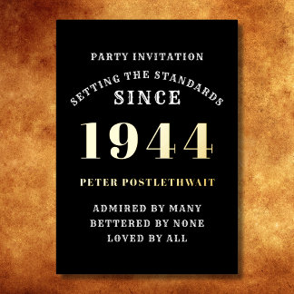 Geburtstag 1944 Schwarzes Gold Personalisiert für  Folieneinladung