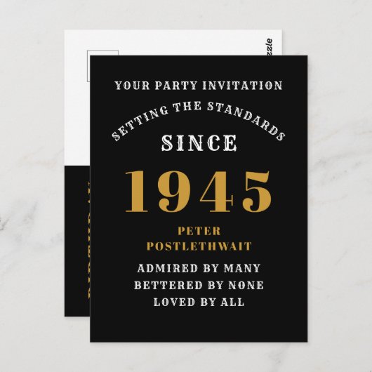 Geburtstag 1945 Schwarzes Gold Postkarte (Vorne/Hinten)