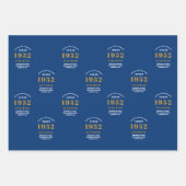 Geburtstag 1952 Blue Gold Chic Elegant Geschenkpapier Set (Vorderseite)