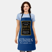 Geburtstag 1953 Name Elegant Black Gold Blue Schürze (Getragen)