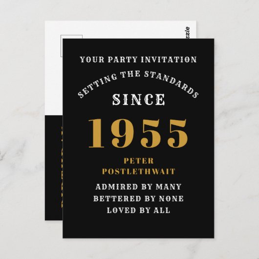 Geburtstag 1955 Schwarzes Gold Postkarte (Vorne/Hinten)