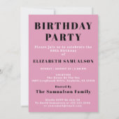 Geburtstag 1961 Schwarzes Rosa Personalisiert für Einladung (Rückseite)