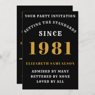 Geburtstag 1981 Schwarzes Gold Personalisiert für  Einladung