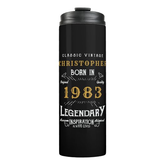 Geburtstag 1983 Legendary Black Gold Add Name Thermosbecher (Vorderseite)