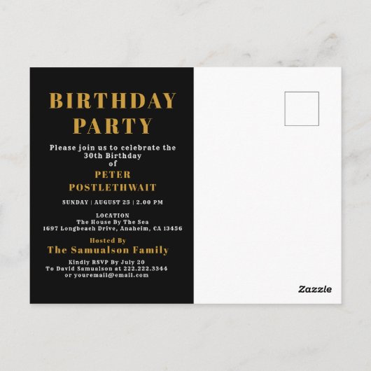 Geburtstag 1995 Schwarzes Gold Postkarte (Rückseite)