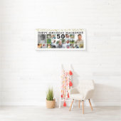 Geburtstag 19 Foto Collage Gold Confetti Custom Banner (Insitu)