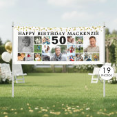 Geburtstag 19 Foto Collage Gold Confetti Custom Banner