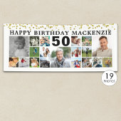 Geburtstag 19 Foto Collage Gold Confetti Custom Banner