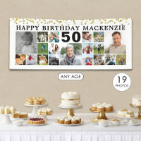 Geburtstag 19 Foto Collage Gold Confetti Custom