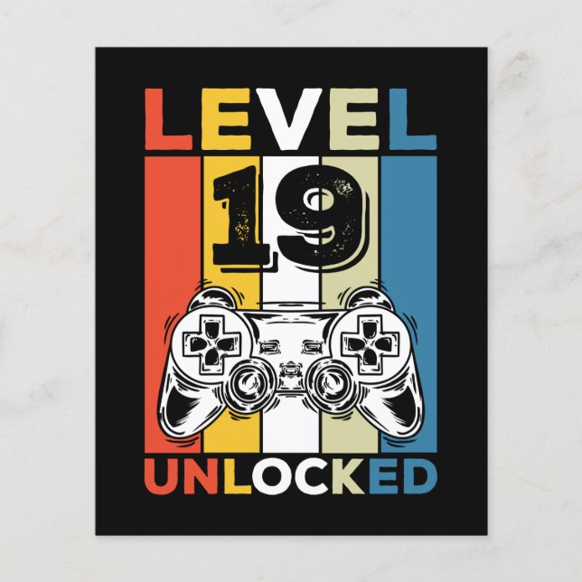 Geburtstag 19. Stufe Entsperrt 19 Gaming Vintag (Vorderseite)