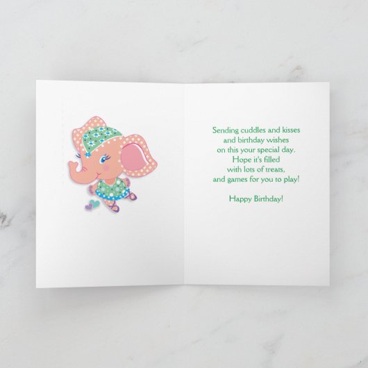 Geburtstag 1, Elle Ballerina Elephant Karte (Innenseite)