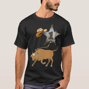 Geburtstag 1 Jahr Alter Western Rodeo Landwirtscha T-Shirt